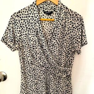 Black and white DKNY blouse, cowel front